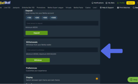 Betika Withdrawal Methods on Website step 2