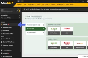 How to Deposit at MelBet Online via WebSite step 2