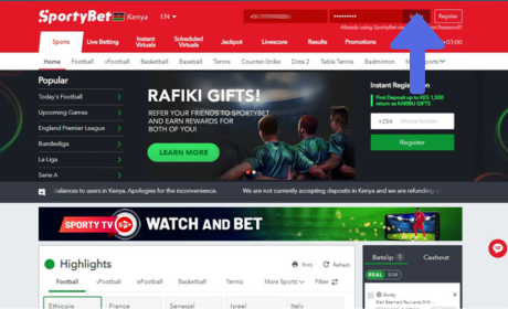 SportyBet's Website Sign-In Instructions step 2