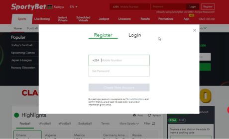 Sign Up for SportyBet Onlinе step 1