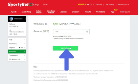 How to Withdraw Money From the Account Through on the SportyBet Website step 3